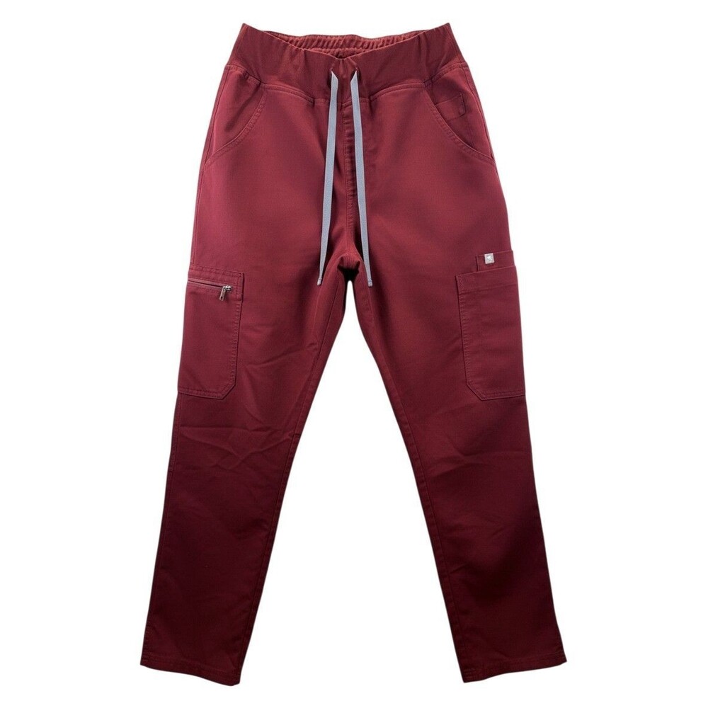 FIGS Scrub Pants Womens XXS Burgundy Maroon Cargo Jogger READ SMALL BACK TEAR